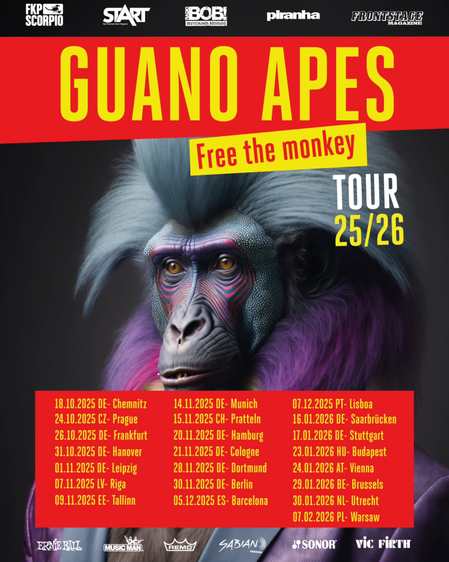 Guano Apes Free the Monkey Tour 25/26 Tour Poster 2025-2026